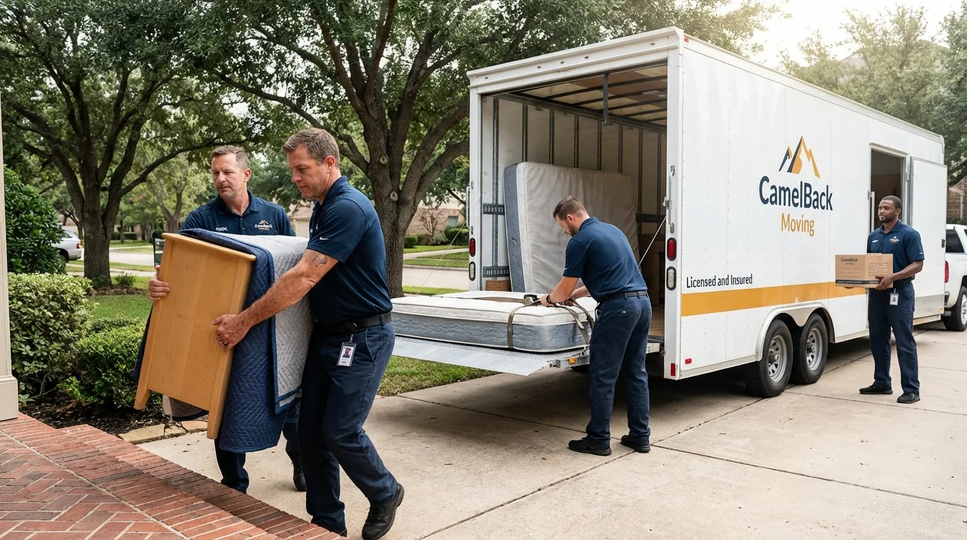 Crew loading residential truck for cross-state move from Newville, PA
