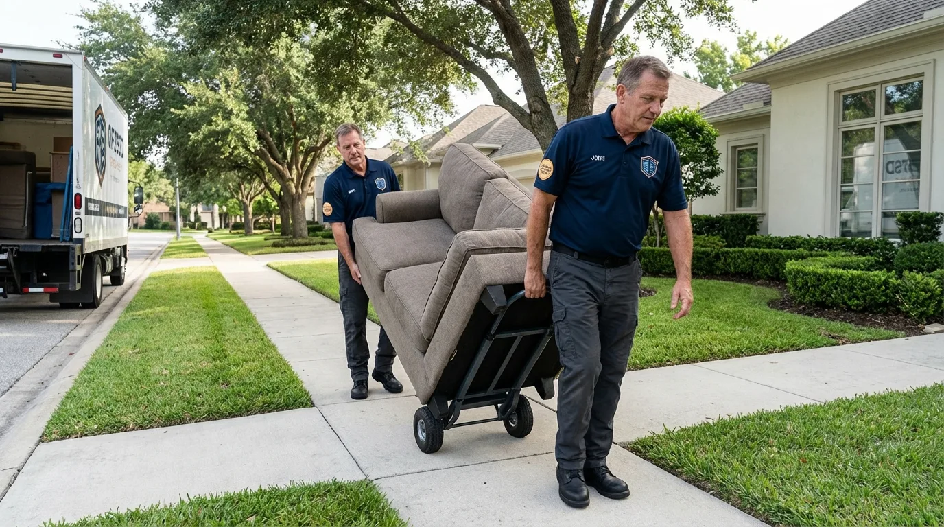 Local residential moving crew loading furniture in Newville, PA