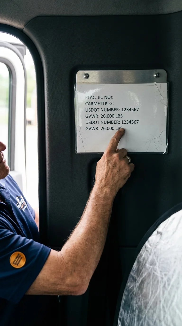 USDOT licensing placard verification in Newville